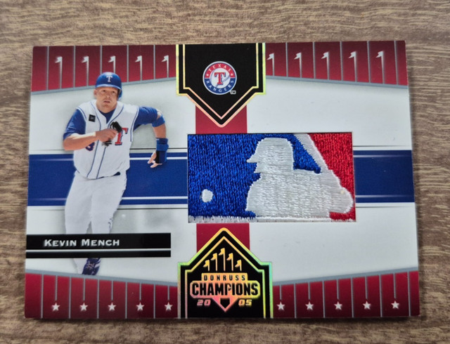 2005 donruss champions kevin mench 1/1 mlb logo patch