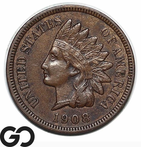 1908-S Indian Head Cent Penny, Choice XF++ Better Date