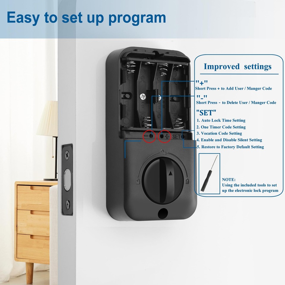 Keyless Entry Door Lock, Smart Deadbolt Auto Lock with Electronic ...