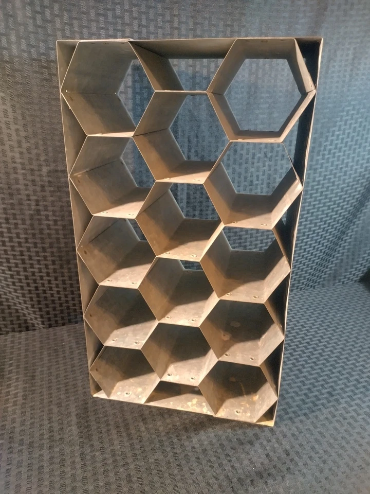 Antique French Galvanized Sheet Metal Honeycomb Wine Rack 14 Bottle Capacity - Image 4 of 4