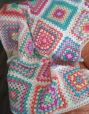 NEW Handmade Granny Square Crochet Afghan 48"x72" Colorful Blanket Throw