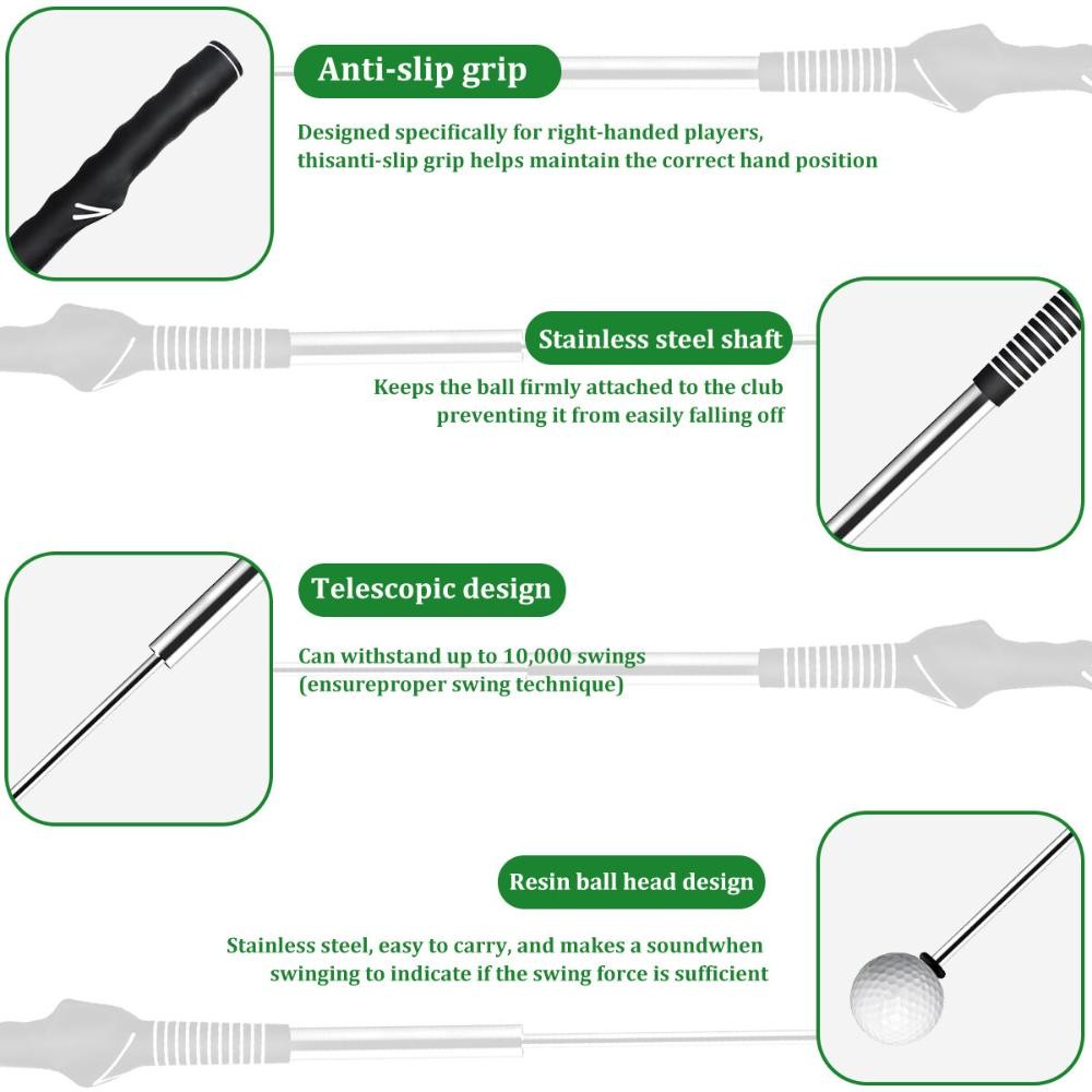 Retractable Golf Swing Aid w/Rhythm Click Sound Golf Grip Trainer Speed Trainin~
