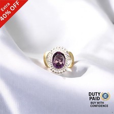 Christmas Sale 925 Silver Oval Natural Amethyst Band February Birth Ring Jewelry