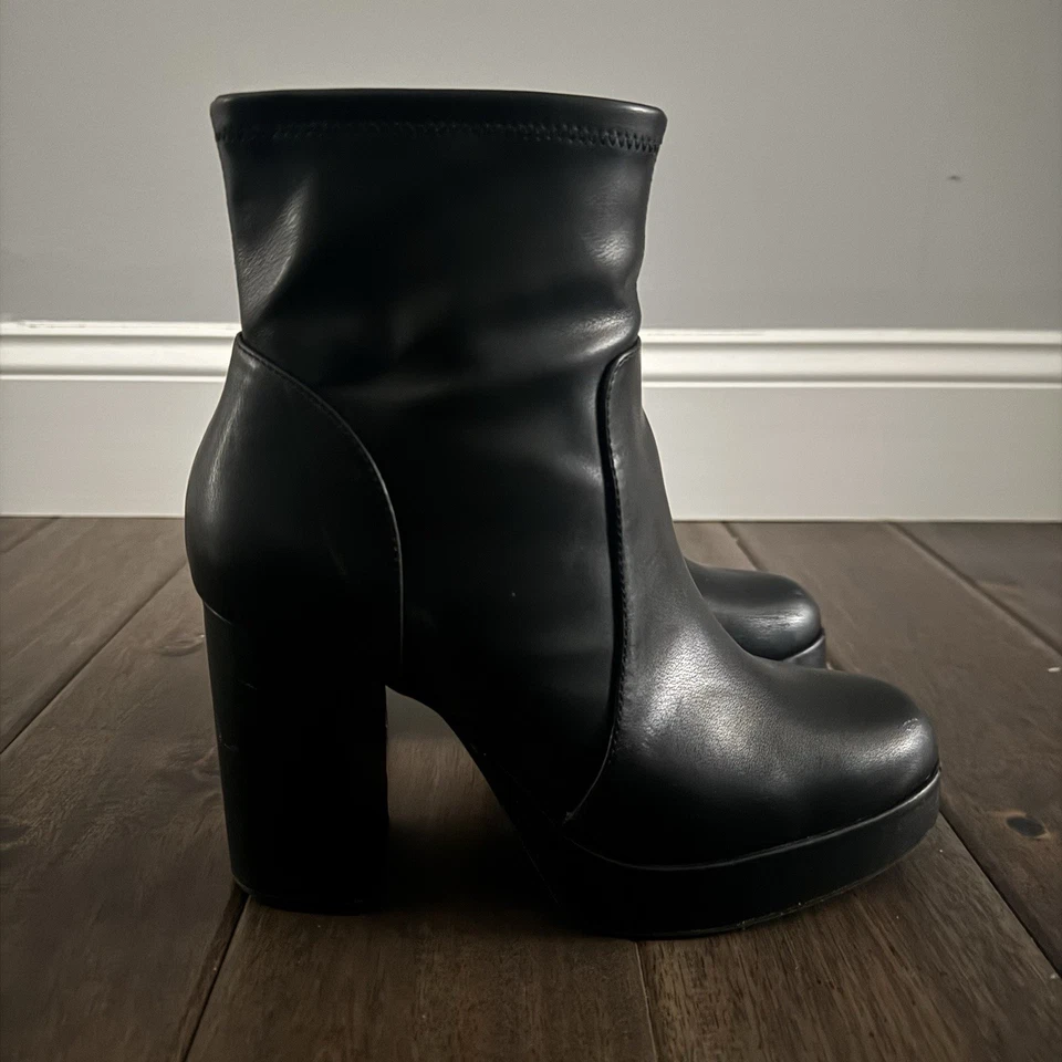 House of Harlow 1960 Negro Plataforma Tacón Grueso Cremallera Botines 8 Foto 3 de 4