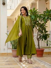 Indian Readymad Party Festive Wedding Rayon Kurta Kurti Pant Set for Women's Gif
