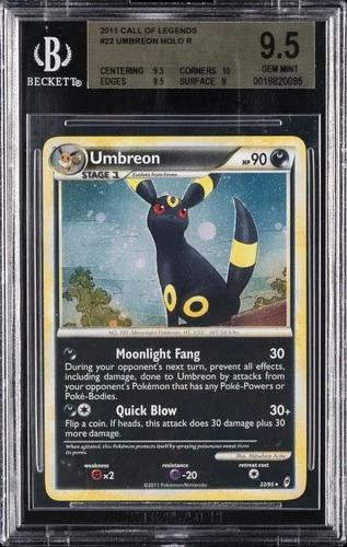 2011 POKEMON CALL OF LEGENDS HOLO #22 UMBREON BGS 9.5