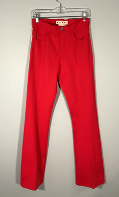 Marni Lacquer Men's Size 36 Red Stretch Jersey Flared Pants NWT