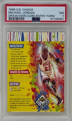 Michael Jordan 1998 Upper Deck Choice Bulls Basketball Entry Form Card PSA 7