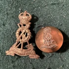 Ww1. Labour Corps / Pioneer Corps Cap Badge and button.   Brass    cd25
