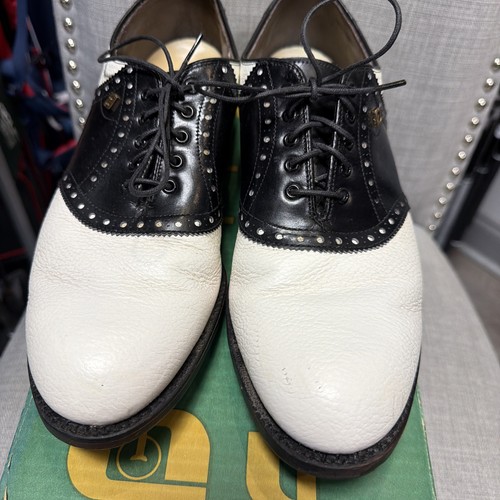 FootJoy Classics White Black Saddle Golf Shoes Vintage 8 1/2 D Old Stock
