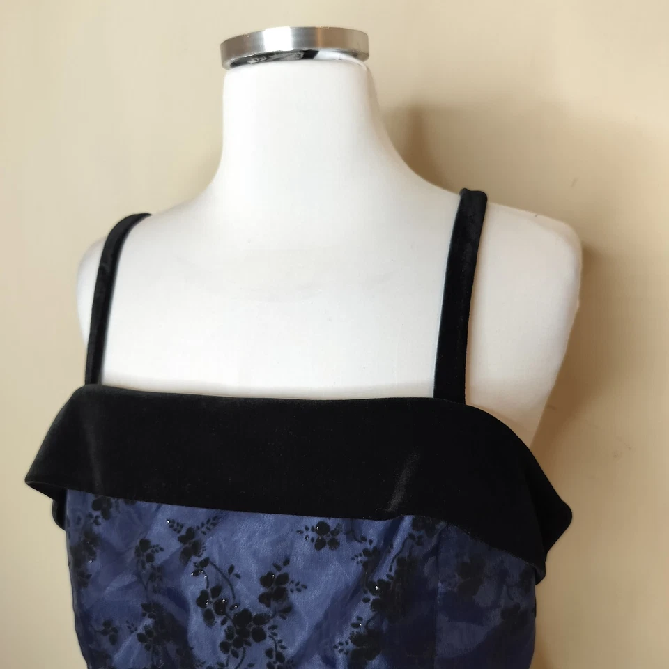 Alex Evenings Jacket Tank Set Size XL Floral + Velvet Formal Sheer Blue Black - Image 4 of 4