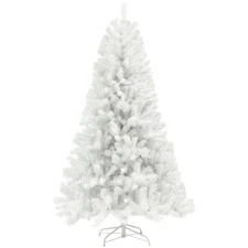 HOMCOM 9ft White Artificial Christmas Tree Unlit 2132 Tips Auto Open