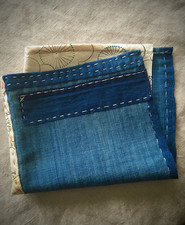 Handmade Boro  Vintage Silk Pocket Square 12" x 12"