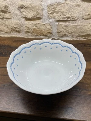 Grand saladier ancien en porcelaine blanche décor bleu – Schirnding - Photo 1/4