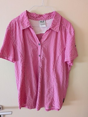 Jack Wolfskin Bluse Damen Oberteil Hemd Hemdbluse Gr. XL Rosa/Kariert