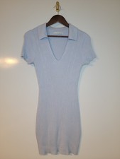 Abercrombie & Fitch Sweater Dress Womens Small Light Blue Short Sleeve V-Neck 