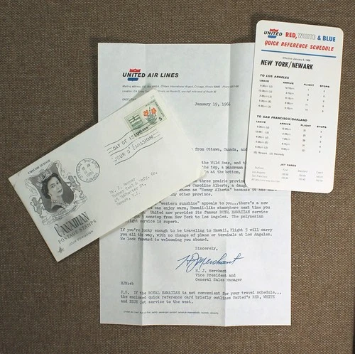 Canada 1966 Alberta floral issue commercial advert FDC w content- United Airline