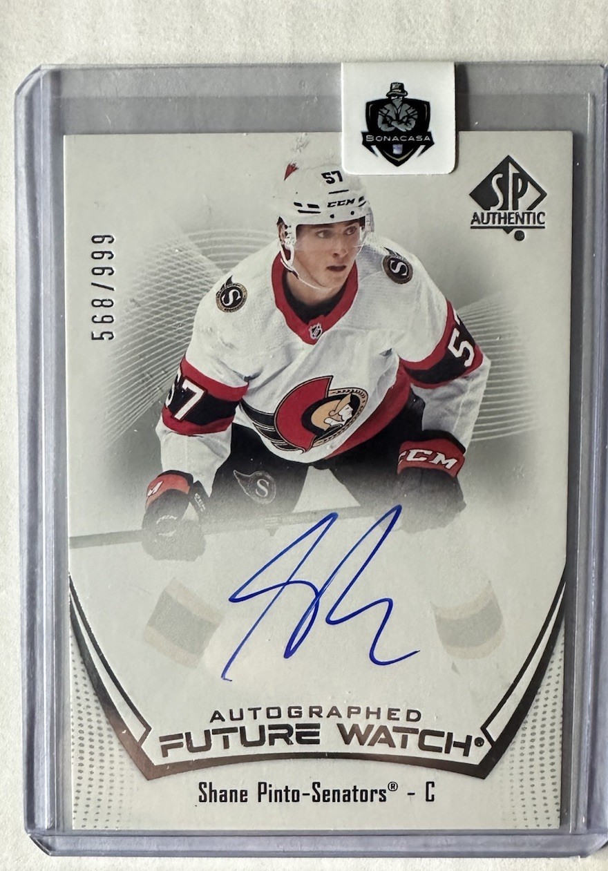 2021-22 SP Authentic Shane Pinto Future Watch Auto /999 #110 Ottawa Senators