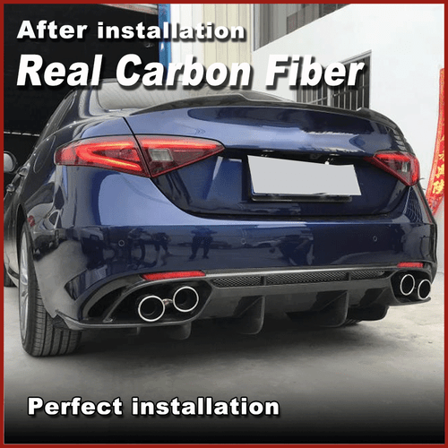 For Alfa Romeo Giulia Base 952 2017-20 REAL Carbon Rear Bumper Diffuser Spoiler - Bild 10 von 14