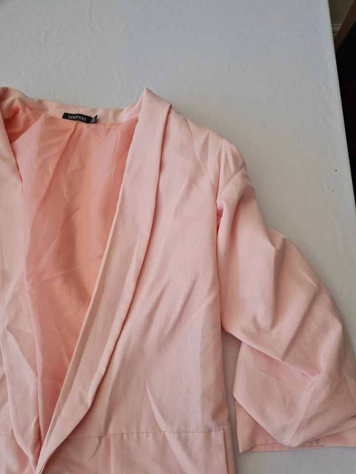 Ladies Blazer Boohoo Size 14 3/4 Sleeve Open Front Pink 001 - Image 4 of 4