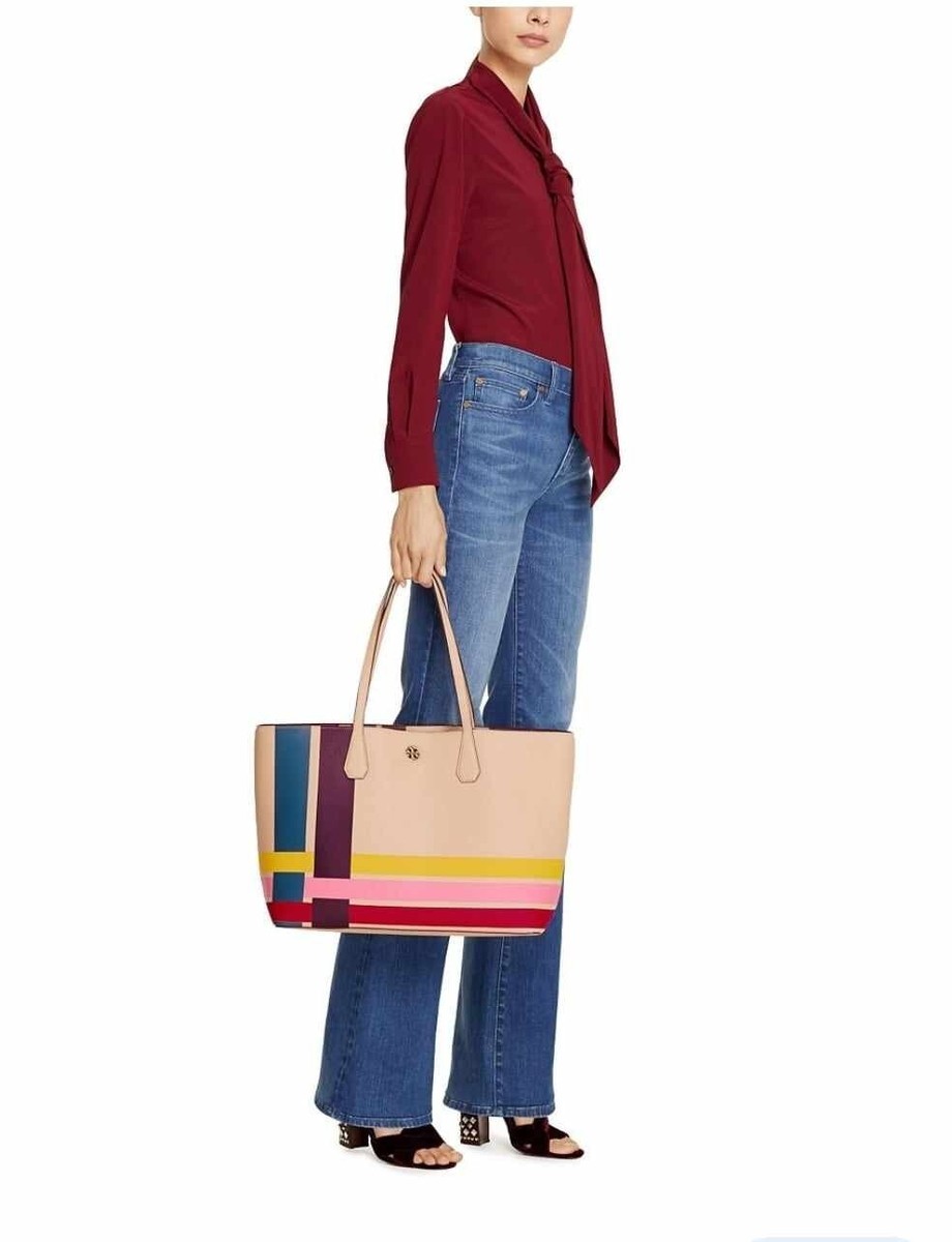 TORRY BURCH Perry Variegated-Stripe Tote Bag, Multicolor | eBay