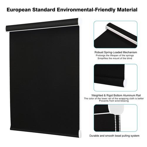100% Blackout Waterproof Corded Window Blind Roller Shade Roll-up Shades-3colors - Picture 15 of 34