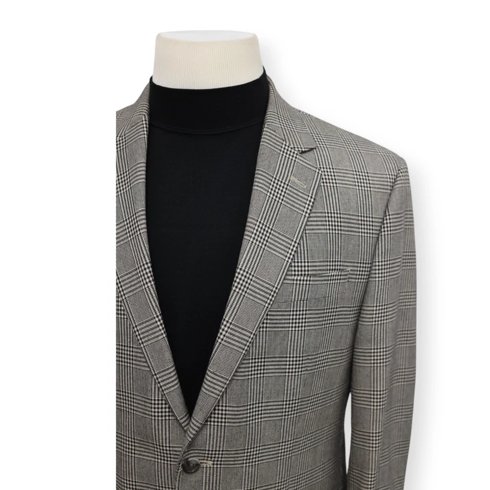 ANDREW FEZZA mens black white WINDOWPANE sport coat suit jacket blazer 42 R - Image 3 of 4