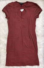 NWT DEREK HEART Forever 21 Striped Keyhole Cap Sleeve Bodycon T Shirt Dress L