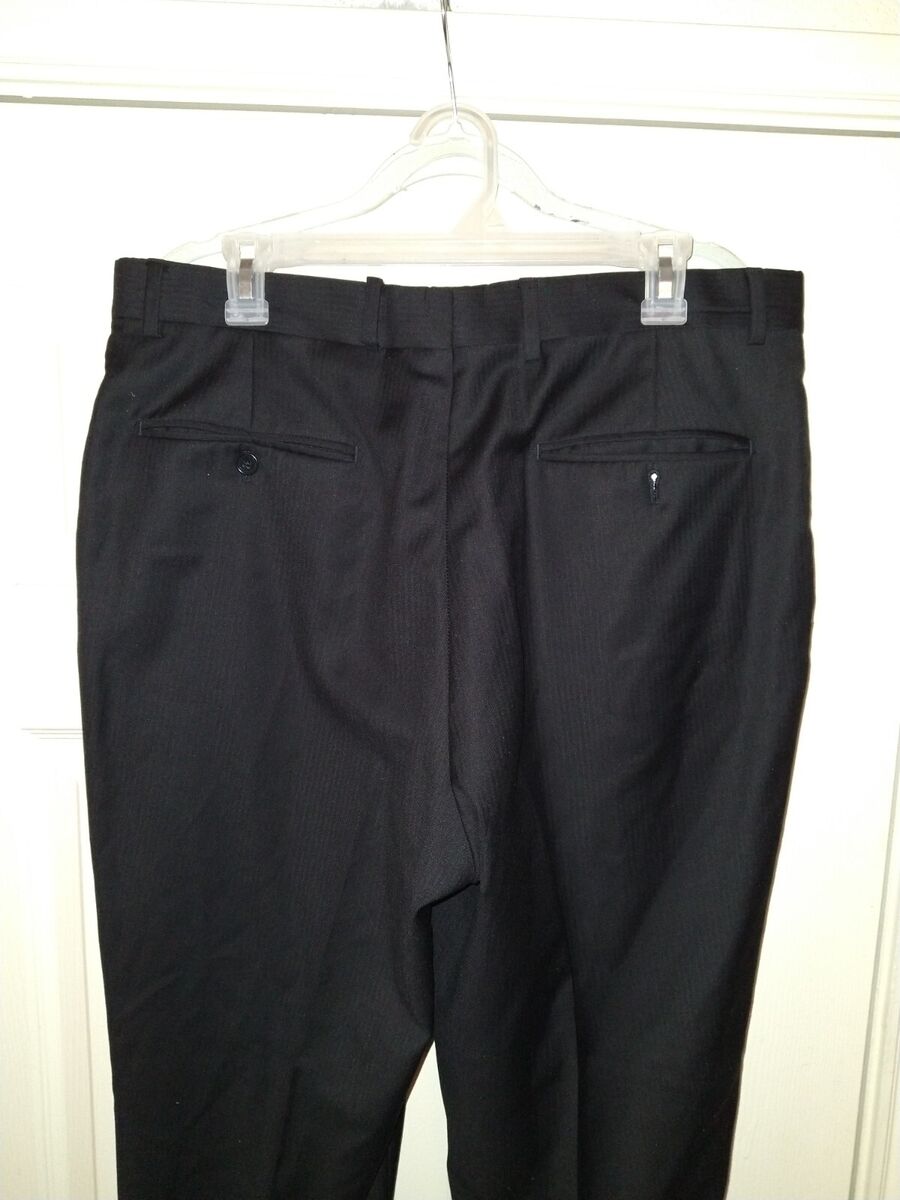 Jos A Bank 100% Wool Striped Black Dress Pants Men's sz Jos A Bank 100% Wool Striped Black Dress Pants Men's sz