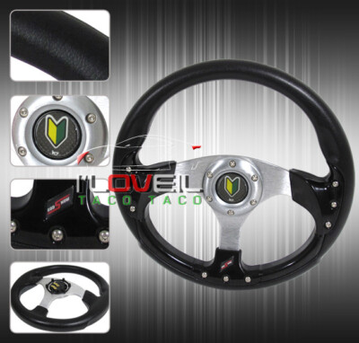 320mm Expo Galant Sedan Drift Steering Wheel Black+Jdm Newbie Horn Badge