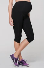 $68 Ingrid & Isabel Women Black Crossover Active Maternity Crop Leggings Size S