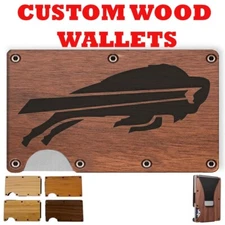 BUFFALO BILLS - Slim Minimalist Wallet - Laser Engraved Wood Wallet