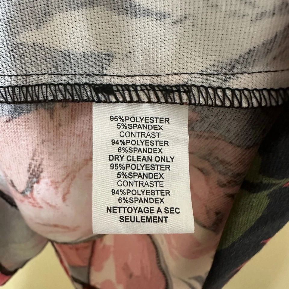 Trina Turk Women’s Medium Red Pink Floral 3/4 Sleeve Knee Length A Line Dress - Image 3 of 4