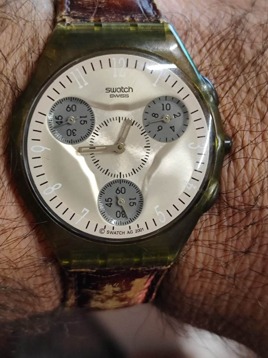 SWATCH SKIN CHRONO 2001 SUYM102 Pink Swiss Made men's Wristwatch Working