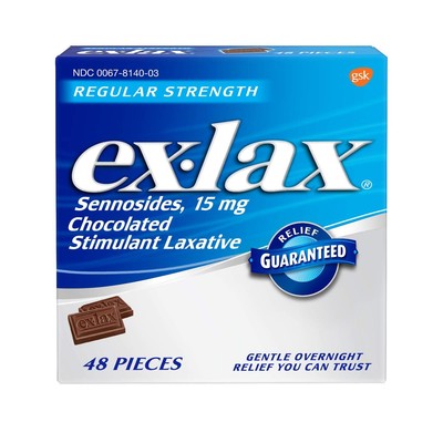 Regular Strength Chocolated Stimulant Laxative Constipation Relief Pills for ...