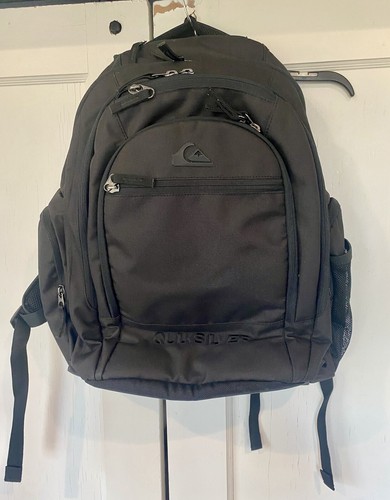 Quiksilver Large Backpack Black Multi-Pocket Utility Laptop Book Bag Insulated