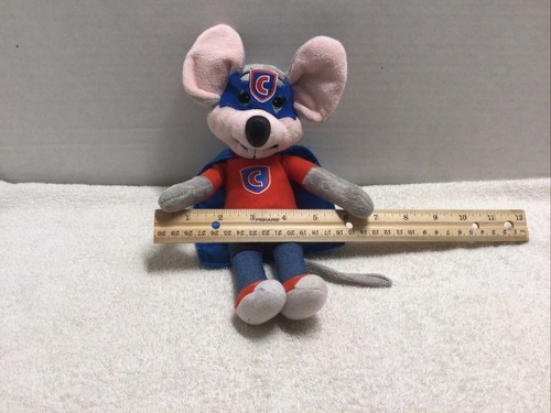 2014 Chuck E Cheese Mascot Mask & Cape Superhero Plush Stuffed Animal Mouse 11" - Picture 6 of 6