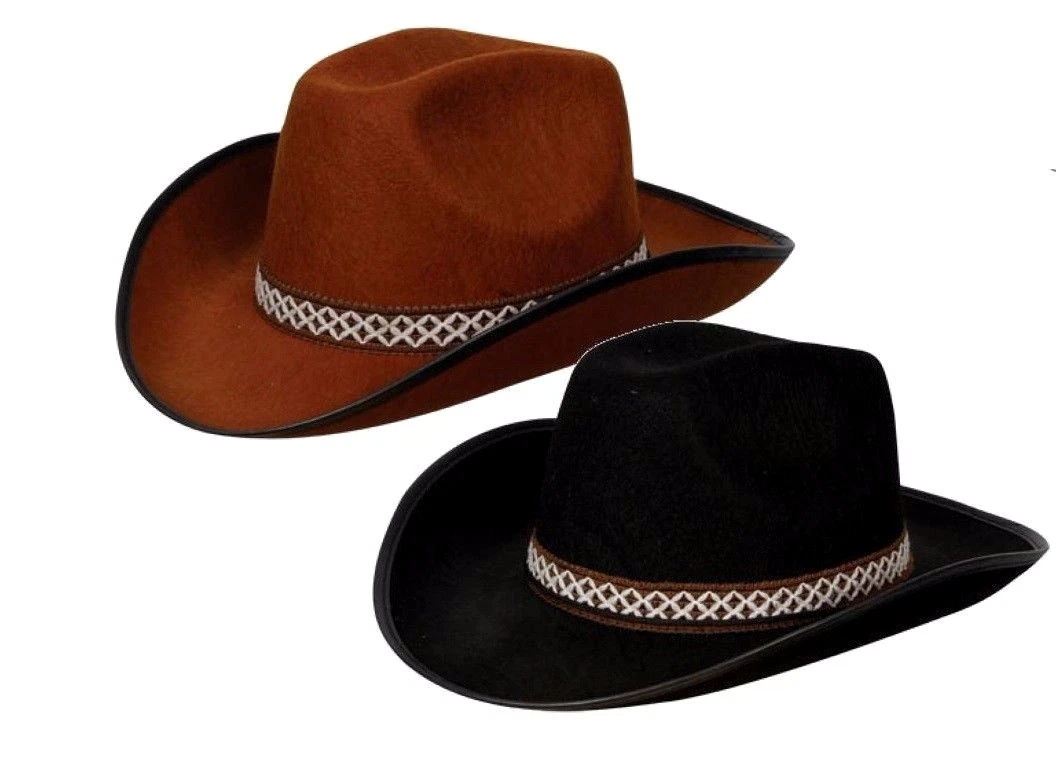 Adult COWBOY HAT Brown or Black Wild West Fancy Dress Rodeo Sheriff Unisex  Hats