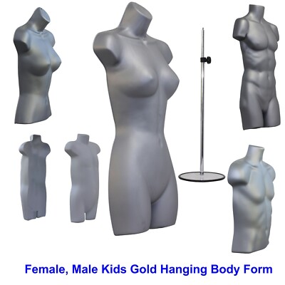 A1 weiblich männlich Kind hängende Körperform Kunststoff Schaufensterpuppe Torso Einzelhandel silber