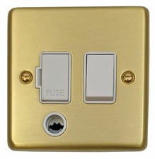 G&H CSB56W Standard Plate Brushed Brass Fused Spur 13A Switched & Flex Outlet