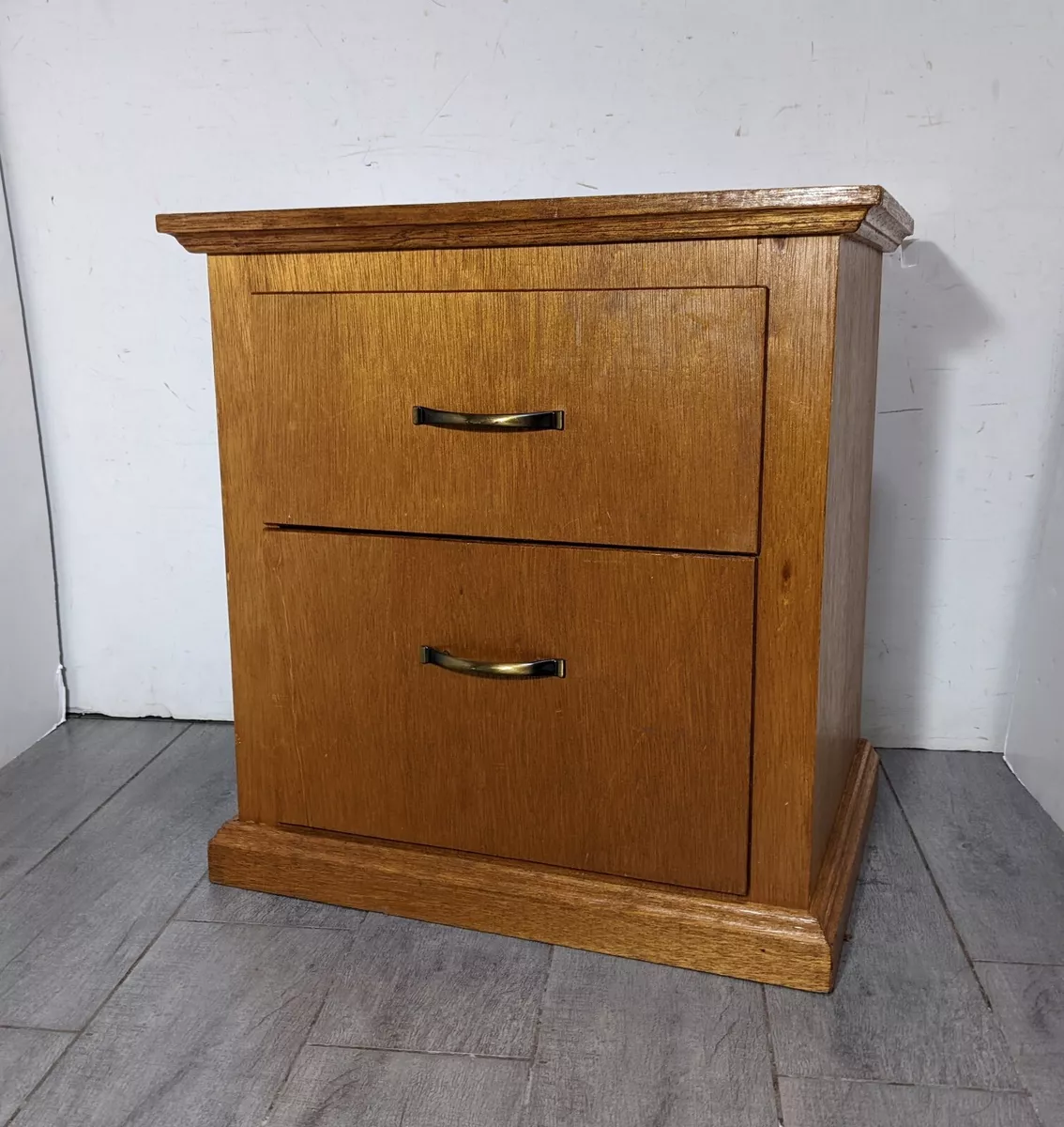Vintage Rustic Farmhouse Handcrafted 2 Drawer Nightstand Mid