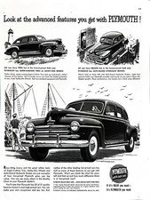 1948 Plymouth Automobile Large Original Vintage Print Ad Car