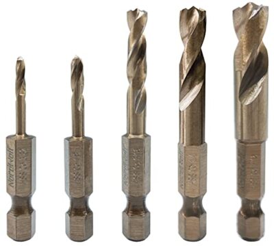 5-Piece M35 Cobalt Stubby Drill Bit Set for Stainless Steel & Hard Metals wit...