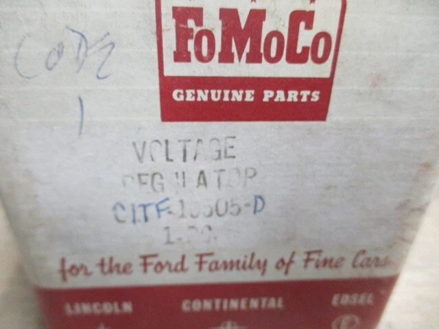 Regulador de voltaje Ford 1956-1964 auto/camión/falcón CITF-10505-D FoMoCo nuevo de lote original IK Foto 3 de 4
