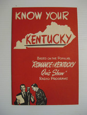 BOOKLET: KNOW YOUR KENTUCKY. ROMANCE OF KENTUCKY QUIZ SHOW. AETNA GASOLINE 1950s
