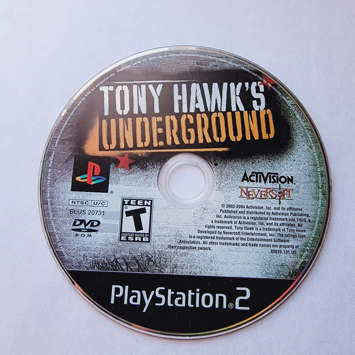Tony Hawk's Underground 2 (Sony PlayStation 2, 2004) - *Disk Only* Tested!