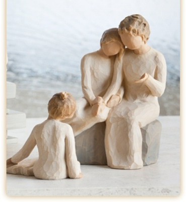 Weidenbaum Großmutter mit zwei Enkelinnen Figur Geschenkset Familie Gruppe
