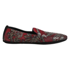 DOLCE & GABBANA Shoes Bordeaux Jacquard Leather Slip On Loafer EU44/US11 1350usd
