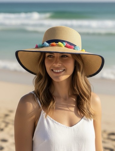 Polo Golf Ralph Lauren STRAW Hat Women’s Sun Hat Beach Outdoors Colorful Fiesta