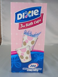 2008 DIXIE Bathroom Cups 3 Ounce Sz Soft Pink Brown Tan Polka Dots USA ~90 Cups